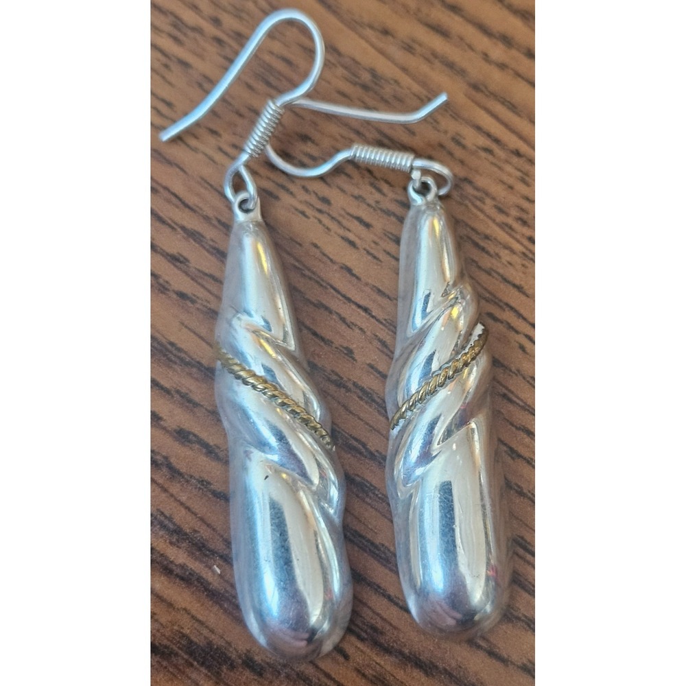 Vintage Mexico 925 Sterling Silver Twisted Drop Earrings Taxco TP-40
